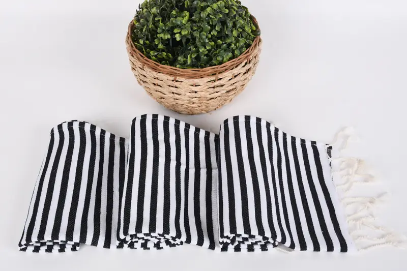 Mutfak havlu, Noel hediyeleri, kişiselleştirilmiş hediye, bekarlığa veda hediyeleri, 40x18 pamuklu çizgili havlu, monogram mutfak havlu, kişiselleştirilmiş ev hediyesi düğün - 8
