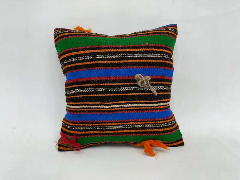 Boho Pillow, Throw Kilim Pillow, 18x18 Green Pillow Sham, Cushion Cover, Kilim Pillow Cover, Sofa Bolster Pillow Cover, Bohemian Cushion Pillow Case - 1