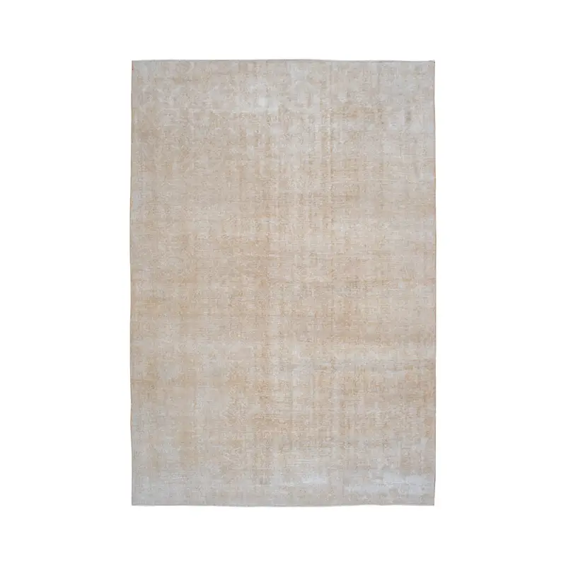 Alfombra de 6,7x10 pies, alfombra vintage turca, alfombra de lana Ikat blanca beige - 1