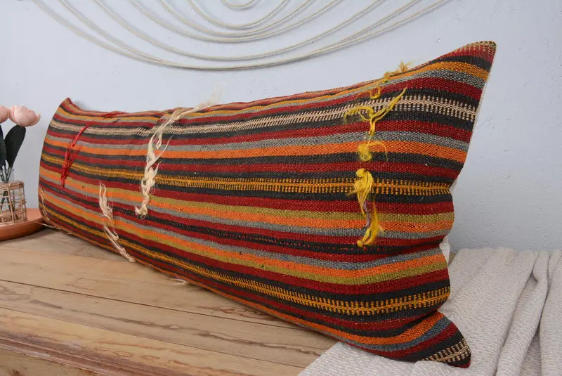 Pillow for Couch, Vintage Throw Pillow Cover, Vintage Kilim Pillow, Square Throw Pillow Case, Turkish Pillow, 16x48 Red Pillow Sham, Cushion - 4