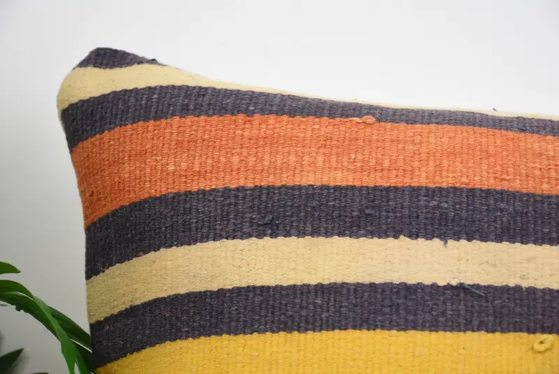 Cushion, Turkish Kilim Pillow, Interior Designer Pillow, Pillow for Couch, 24x24 Yellow Pillow Cover, Handwoven Pillow Cover Pillow Sham - 2