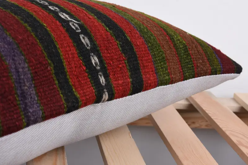 Vintage Kilim Throw Pillow, Pillow Cover, Interior Designer Pillow, Cotton Pillow Case, 12x24 Green Cushion Cover, Ethnical Kilim Rug Pillow - 7