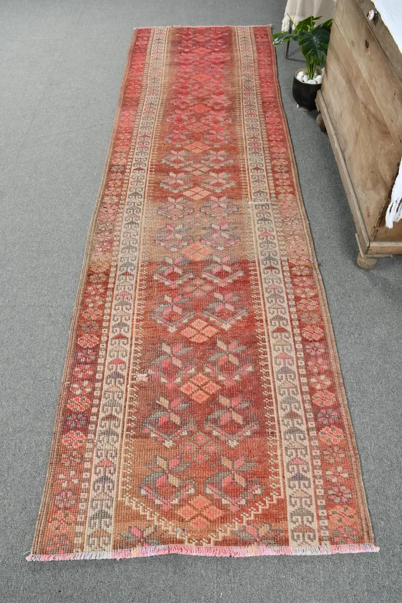 Alfombra del suroeste en color morado y beige, decoración elegante de 3 x 10 pies