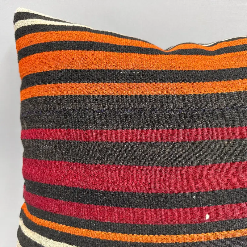 Handmade Kilim Cushion, Pillow Sham, Throw Kilim Pillow, Toss Cushion, 18x18 Orange Cushion, Retro Throw Cushion Cover, Boho Pillow Sham Cover - 5