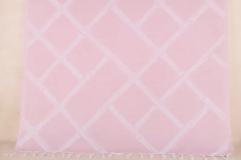Light Pink Cotton Towel, Turkish Beach Towel Monogram, 40x71 Inches