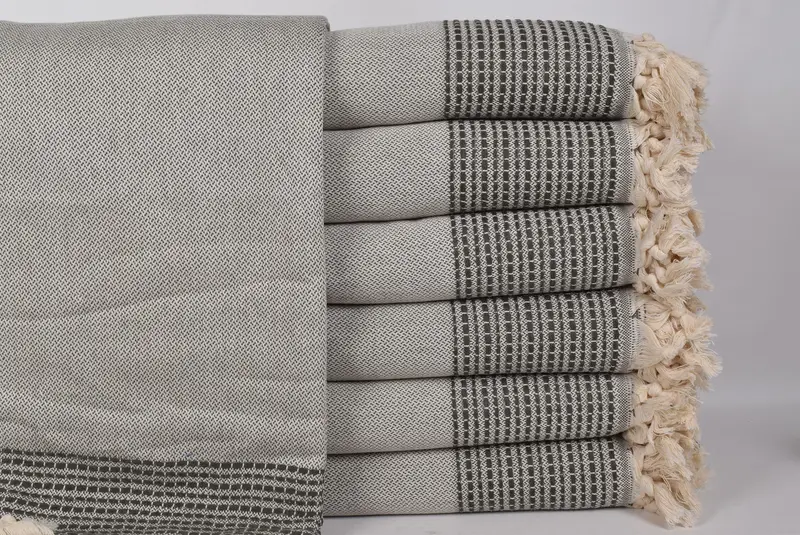 96x92 Cotton Striped Towel, Organic Throw, Turkish Blanket Queen, Woven Blanket, Bedspread, Bedspread Quenn, Organic Beach Blanket, Wedding Favors - 1