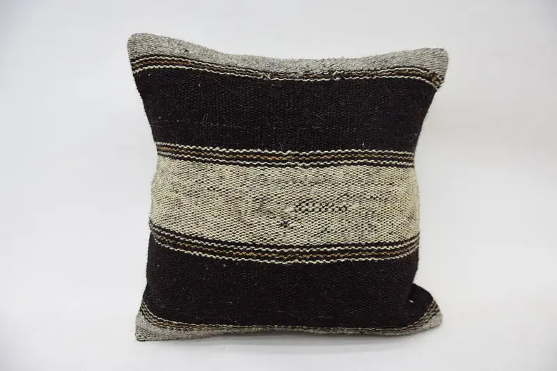 Decorative Throw Pillow, Gift Pillow, 14x14 Brown Cushion Cover, Pillow Cover, Ikat Pillow Sham, Kilim Pillow Cover, Pillow for Couch - 1