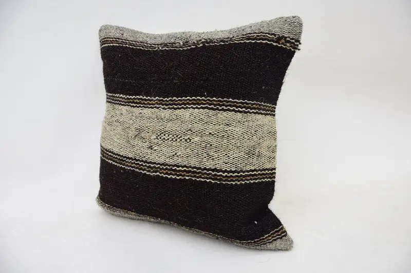 Decorative Throw Pillow, Gift Pillow, 14x14 Brown Cushion Cover, Pillow Cover, Ikat Pillow Sham, Kilim Pillow Cover, Pillow for Couch - 3