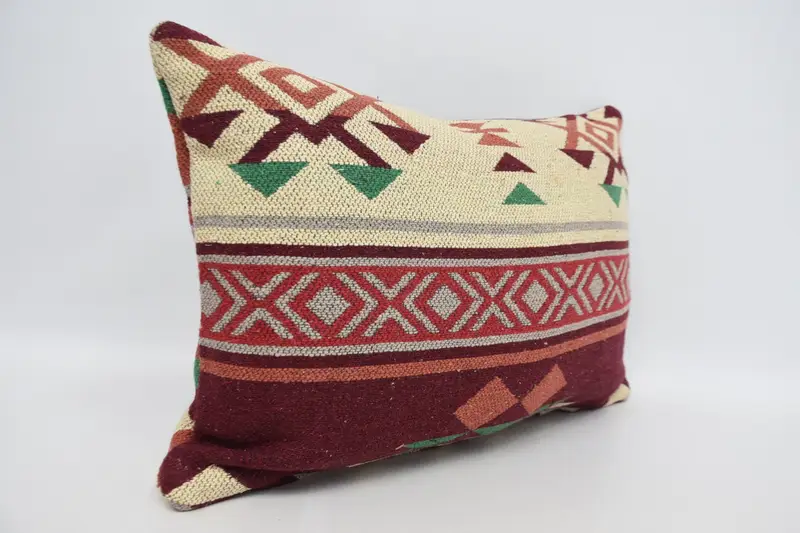 Pillow Cover, 16x24 Red Pillow Cover, Accent Cushion Case, Handmade Kilim Cushion, Kilim Cushion Sham, Turkish Pillow, Indoor Pillow Case - 3