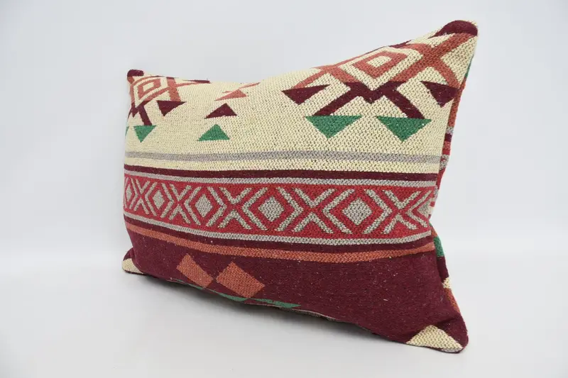 Pillow Cover, 16x24 Red Pillow Cover, Accent Cushion Case, Handmade Kilim Cushion, Kilim Cushion Sham, Turkish Pillow, Indoor Pillow Case - 4