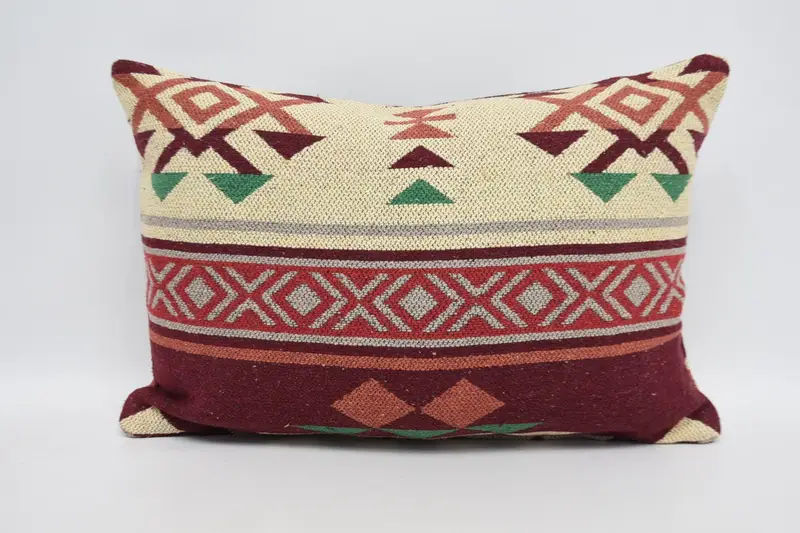 Pillow Cover, 16x24 Red Pillow Cover, Accent Cushion Case, Handmade Kilim Cushion, Kilim Cushion Sham, Turkish Pillow, Indoor Pillow Case - 1