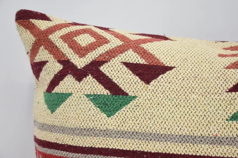 Pillow Cover, 16x24 Red Pillow Cover, Accent Cushion Case, Handmade Kilim Cushion, Kilim Cushion Sham, Turkish Pillow, Indoor Pillow Case - 2