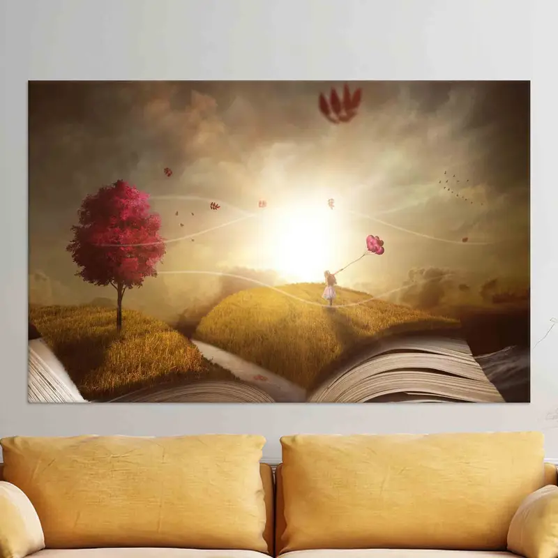 Elegant Abstract Tree Landscape Canvas Print for Book Lovers