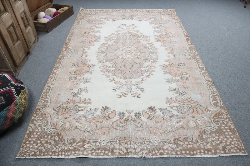 Vintage Türk Halısı 5,5x9,1 ft (169x278 cm), Oushak Kahverengi Yün Halı - 1
