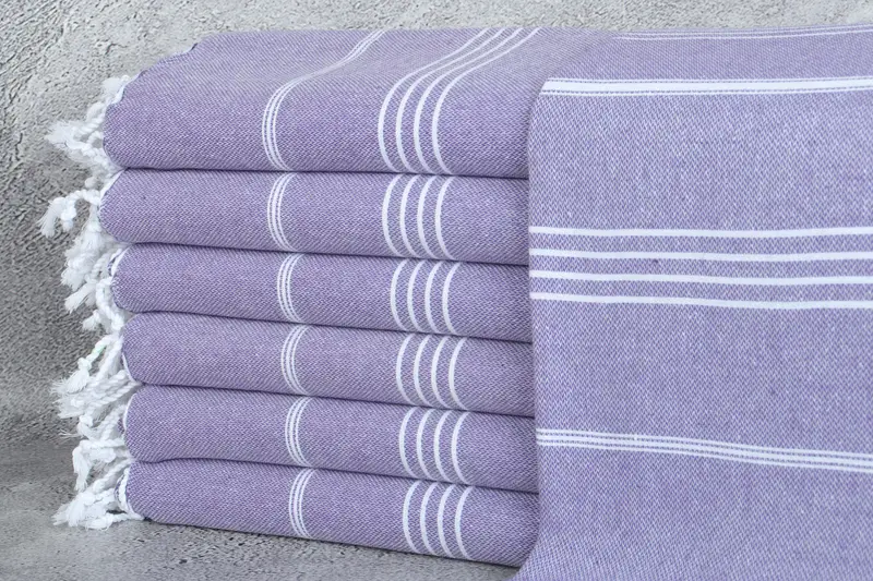 Turkish Beach Towel Personalized Purple Striped, Monogrammed, 40x71 Inches