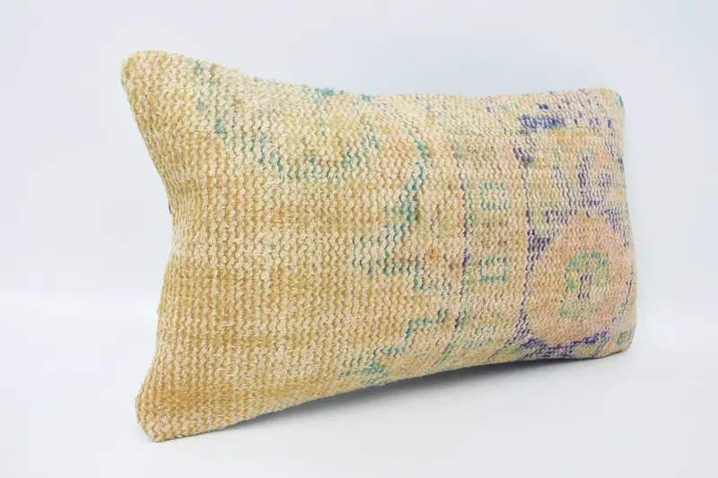 Outdoor Patio Pillow Cover, Cushion, Boho Pillow, Kilim Pillow Cover, Home Decor Pillow, 12x20 Beige Cushion Cover, Muted Pillow Case - 3