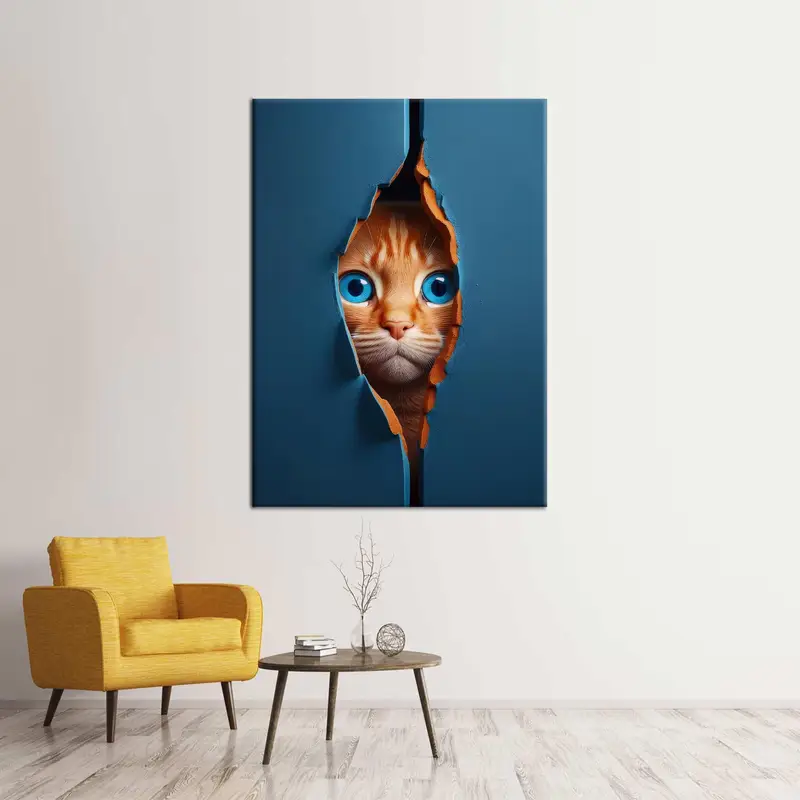 Cat Canvas Decor, Blue Eyed Cat Art, Modern Canvas Decor, Kids Room Wall Art, Animal Lover Gift, Wall Hanging Art, Canvas Wall Decor - 2