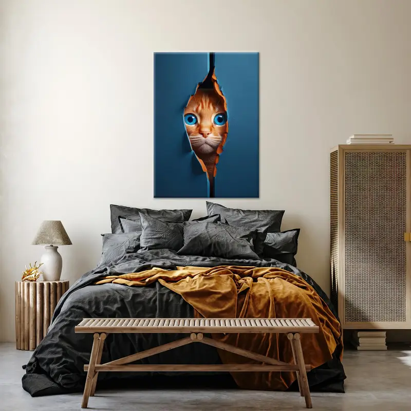 Cat Canvas Decor, Blue Eyed Cat Art, Modern Canvas Decor, Kids Room Wall Art, Animal Lover Gift, Wall Hanging Art, Canvas Wall Decor - 3