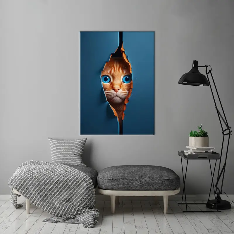 Cat Canvas Decor, Blue Eyed Cat Art, Modern Canvas Decor, Kids Room Wall Art, Animal Lover Gift, Wall Hanging Art, Canvas Wall Decor - 1