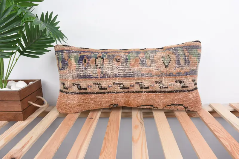 12x24 Orange Pillow Sham, Handmade Pillow, Vintage Kilim Pillow, Oriental Cushion Case, Kilim Pillow Cover, Pillow Cover, Turkish Pillow - 1