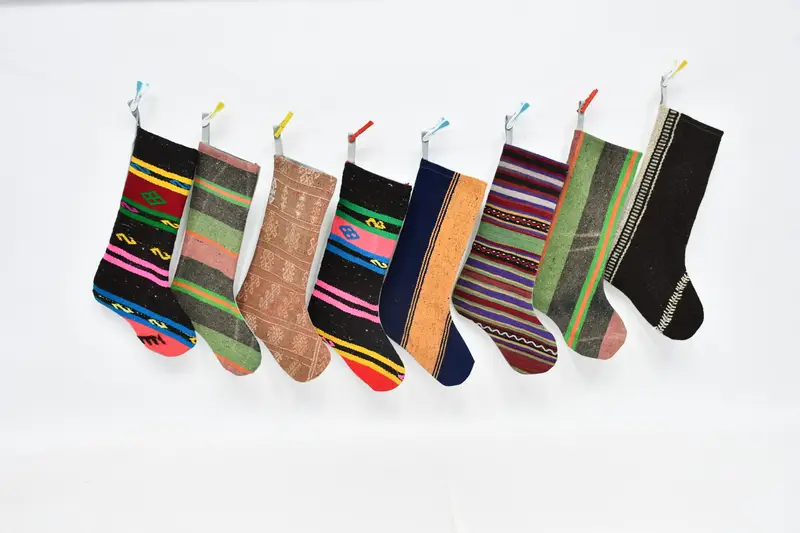 Festive Christmas Ornaments Pattern, 8-Inch Wide Hanging Christmas Stocking