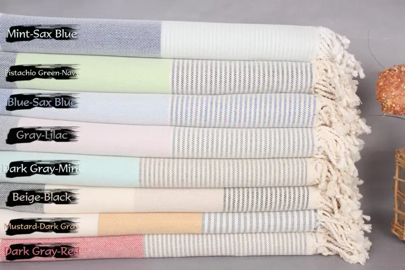 Turkish Towel USA, Custom Gift, Bachelor Gift, Yoga Towel, 70x40 Cotton Striped Towel, Kids Beach Towel, Sand-free towel, Beach Wedding Favor - 1