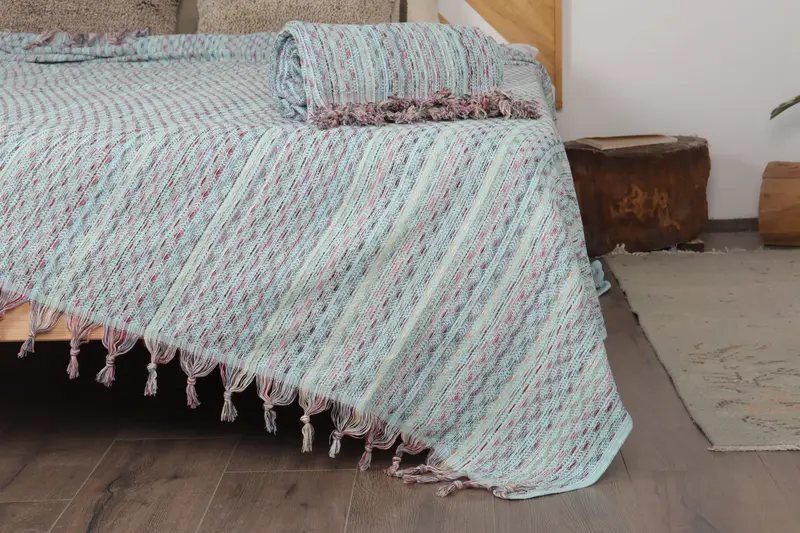 Custom Wedding Gifts, Bridesmaid Gifts, Tablecloth, Customized Turkish Blanket, Personalized Wedding Gift, 90x78 Cotton Leaf Design Towel - 7