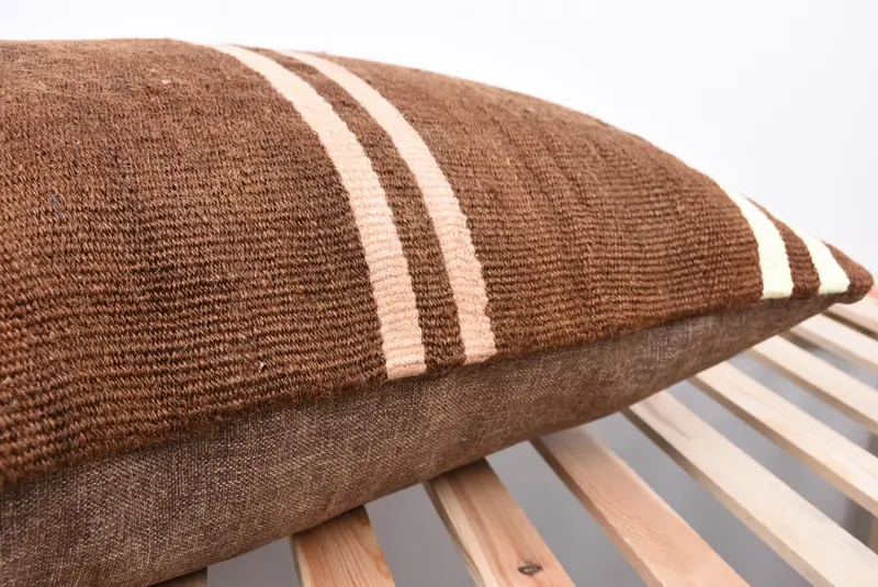 Cushion Cover, Bolster Throw Cushion Case, Pillow for Couch, Vintage Kilim Throw Pillow, Kilim Pillow Cover, Seat Cushion Case, 20x28 Brown Pillow - 7
