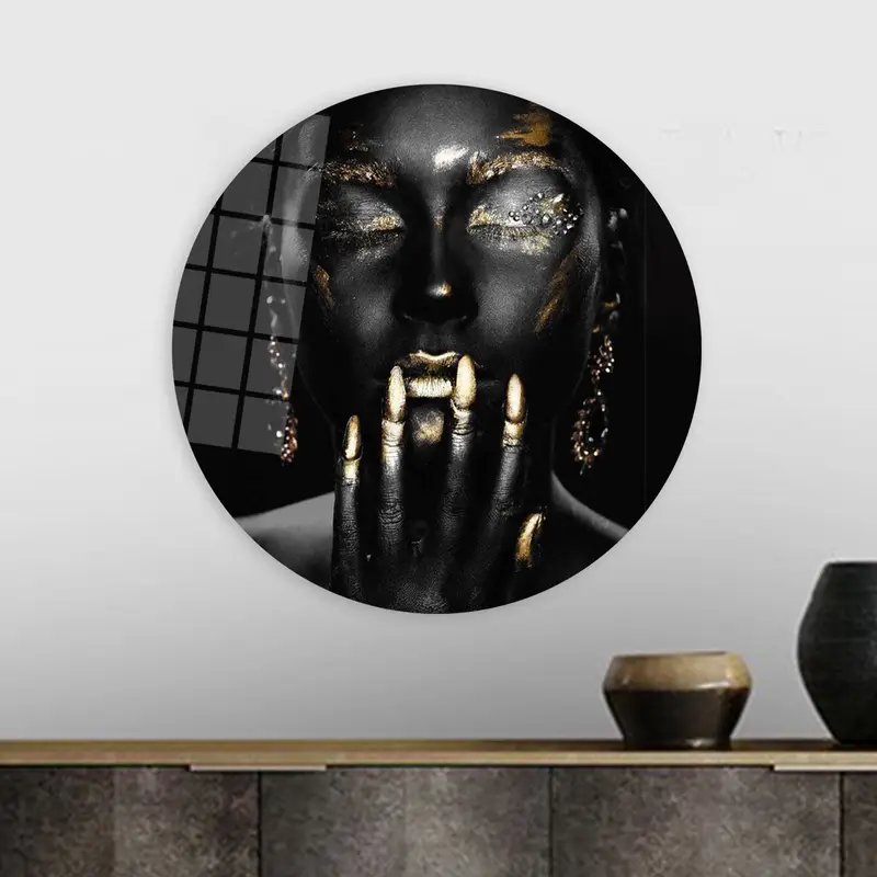 Elegant African Gold Canvas: Luxury Black Woman Art Print