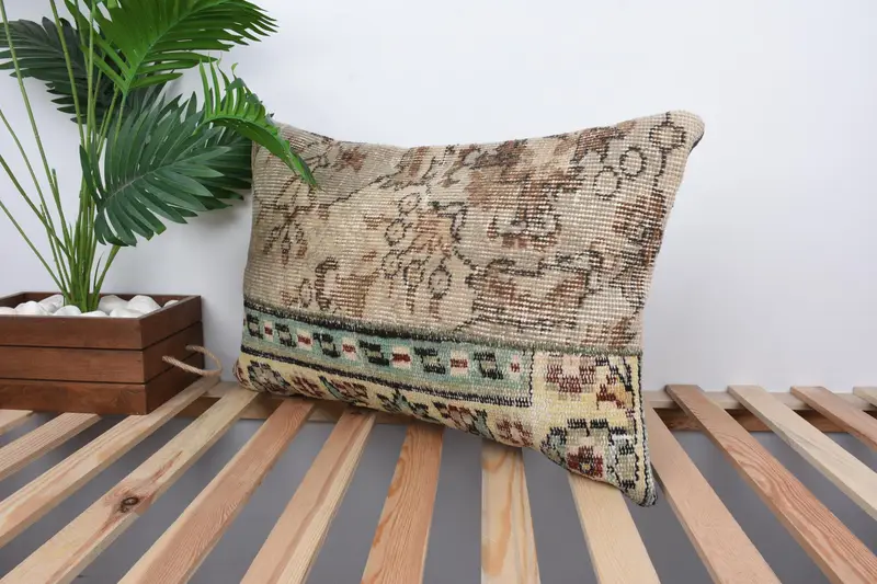 Kilim Pillow Cover, 16x24 Beige Cushion, Throw Kilim Pillow, Turkish Pillow, Natural Pillow Cover, Pillow, Boho Chic Pillow Cover, Boho Chic Pillow - 5