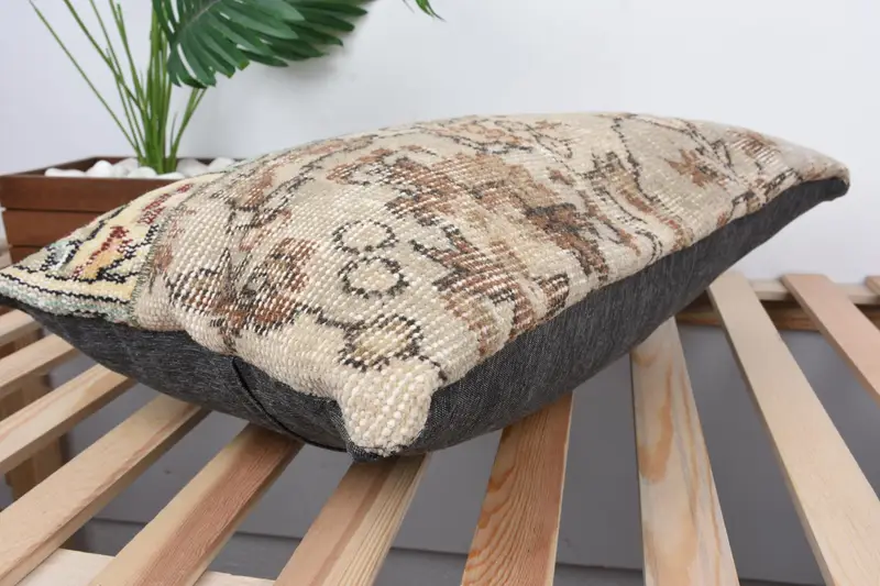 Kilim Pillow Cover, 16x24 Beige Cushion, Throw Kilim Pillow, Turkish Pillow, Natural Pillow Cover, Pillow, Boho Chic Pillow Cover, Boho Chic Pillow - 6