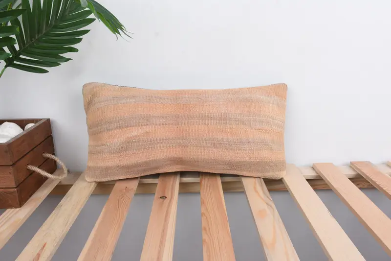 Pillow Cover, Boho Pillow, Morroccon Kilim Cushion Cushion Cover, 8x16 Orange Cushion Cover, Kilim Pillow Cover, Antique Pillows - 1