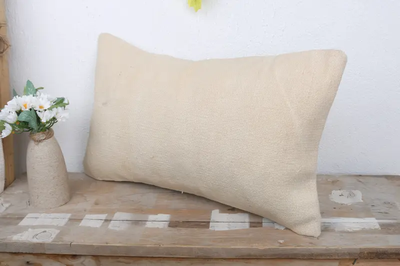 Boho Pillow Sham Cover, Pillow for Sofa, Gift Pillow, Accent Throw Pillow Case, 12x20 Beige Cushion Cover, Cushion Cover, Natural Cushion - 4