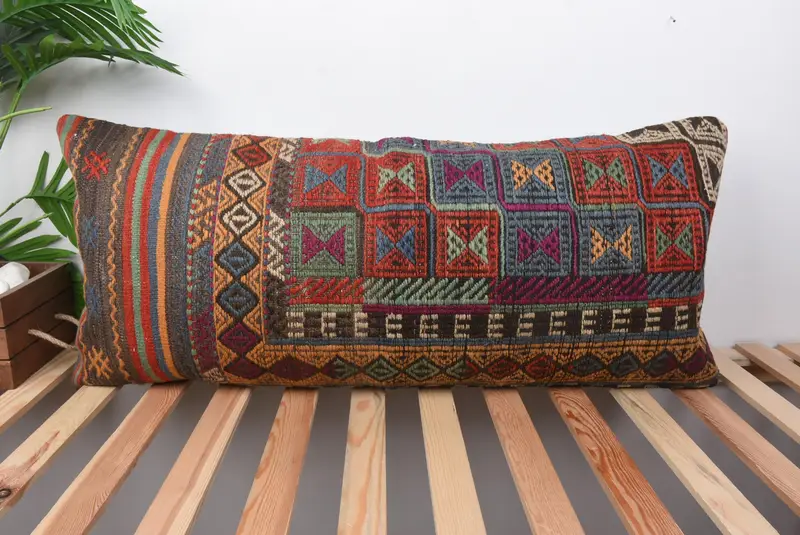 Rotes Southwestern besticktes Wurfkissen, Vintage handgemachtes Kissen