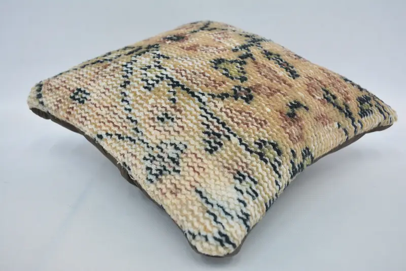 Vintage Kilim Pillow, Pillow Sham, 12x12 Orange Cushion Case, Boho Pillow Sham Cover, Seat Cushion Cover, Handmade Kilim Cushion - 6