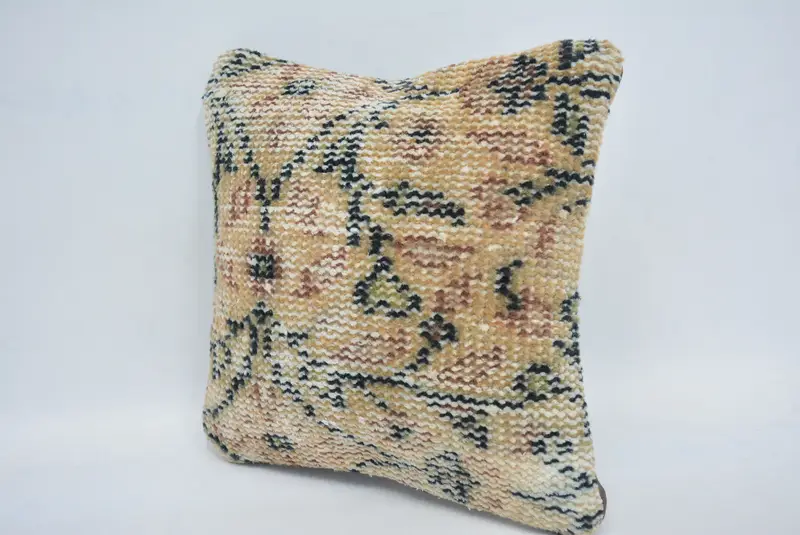Vintage Kilim Pillow, Pillow Sham, 12x12 Orange Cushion Case, Boho Pillow Sham Cover, Seat Cushion Cover, Handmade Kilim Cushion - 4
