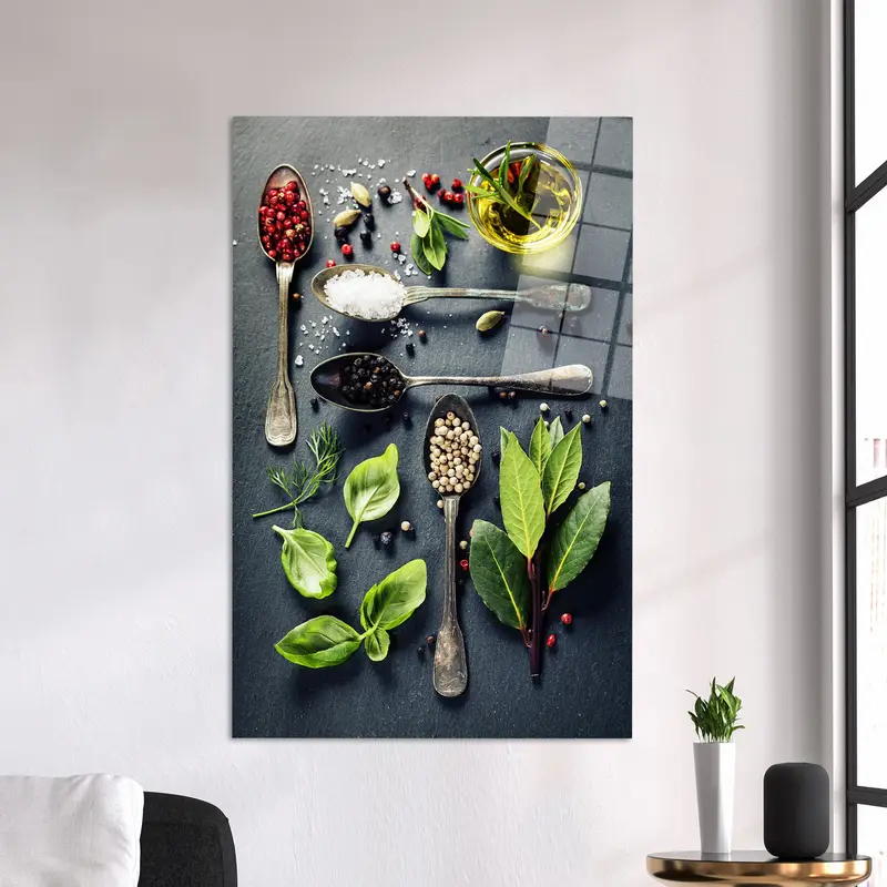 Lienzo fotográfico de especias elegantes: arte de cocina contemporáneo