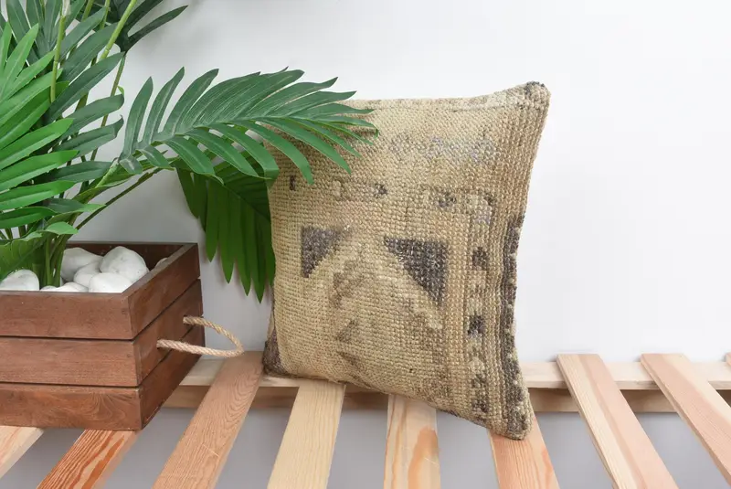 Turkish Pillow, Cushion Case, Interior Designer Pillow, Bed Cushion Cover, 12x12 Beige Pillow Cover, Pet Cushion, Pillow for Couch - 5