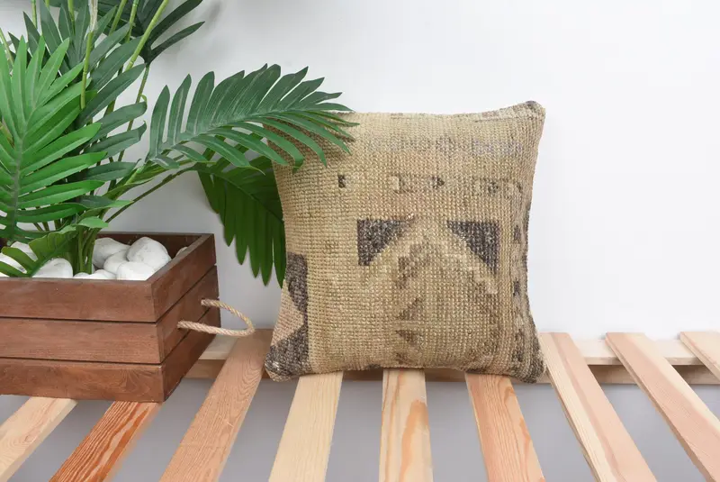 Turkish Pillow, Cushion Case, Interior Designer Pillow, Bed Cushion Cover, 12x12 Beige Pillow Cover, Pet Cushion, Pillow for Couch - 1