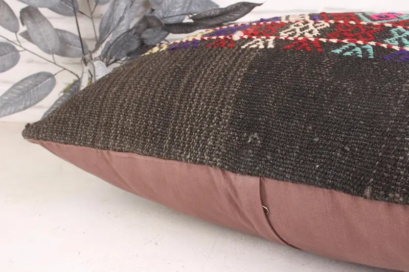Cushion, Boho Pillow Sham Cover, Floor Pillow Cover, Outdoor Bolster Pillow, 24x24 Purple Pillow, Kilim Pillow Cover, Pillow for Couch - 7