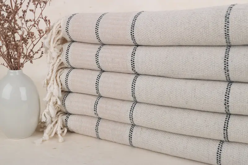 Personalized Light Beige Linen Towel, Wedding Gift, 40x71 Inches