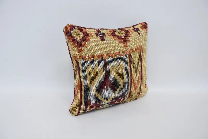Boho Pillow, Pillow, Pillow for Sofa, 12x12 Red Pillow Cover, Yoga Cushion, Cotton Pillow Cover, Square Throw Cushion Case, Antique Pillows - 3