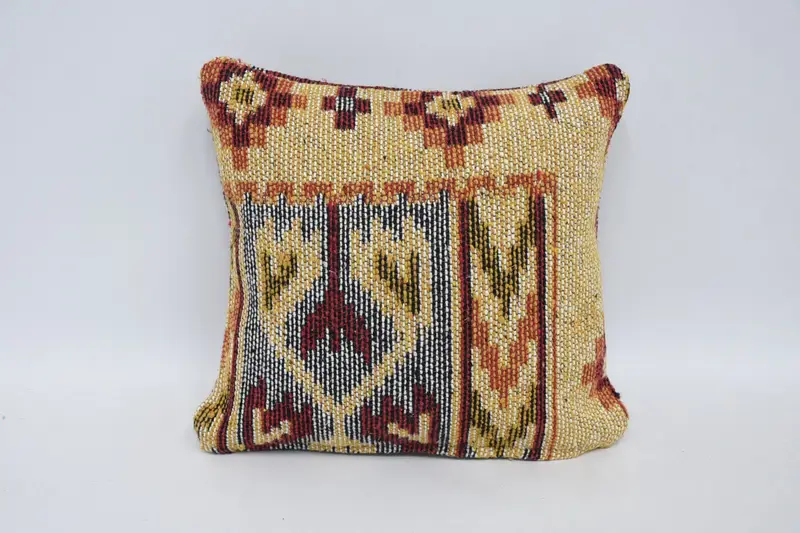 Boho Pillow, Pillow, Pillow for Sofa, 12x12 Red Pillow Cover, Yoga Cushion, Cotton Pillow Cover, Square Throw Cushion Case, Antique Pillows - 1