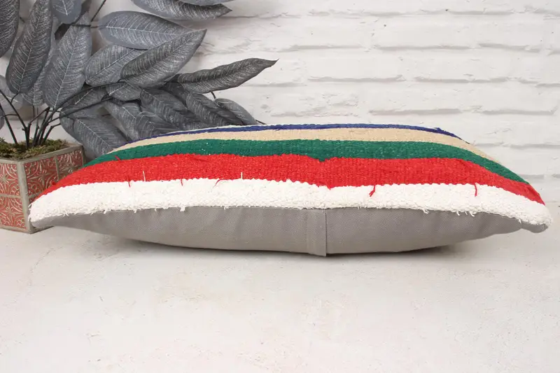 Ethnical Kilim Rug Pillow, Boho Pillow Sham Cover, Pillow Cover, Sofa Bolster Pillow Case, 12x24 Red Cushion Cover, Vintage Kilim Pillow - 5