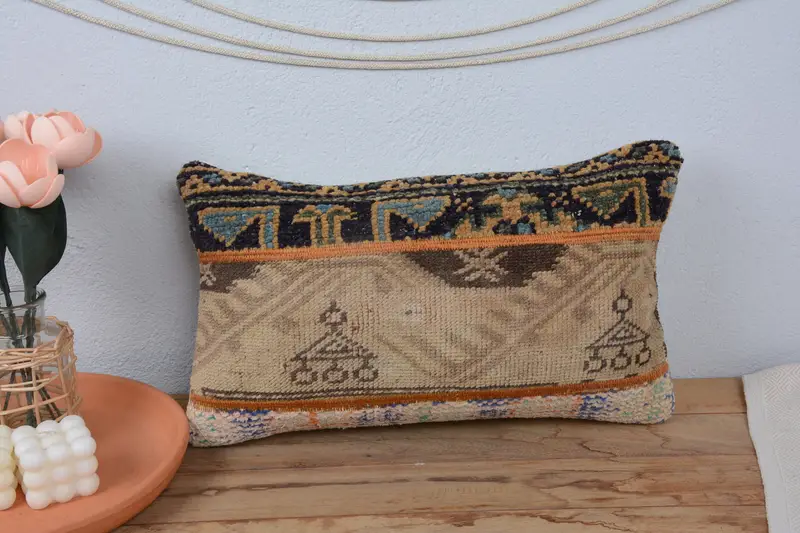 Pillow Cover, Gift Pillow, Lounge Throw Pillow Case, Decorative Cushion Cover, Kilim Cushion Sham, 12x20 Blue Cushion, Vintage Pillow - 2