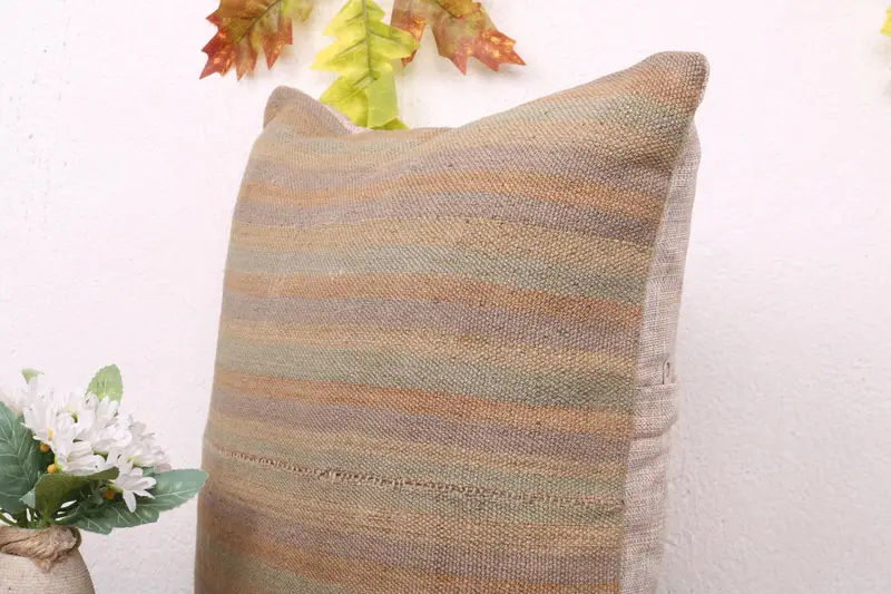Pillow Cover, 16x16 Green Pillow Sham, Interior Designer Pillow, Southwestern Cushion, Kilim Pillow, Kilim Cushion Sham, Aesthetic Pillow - 5