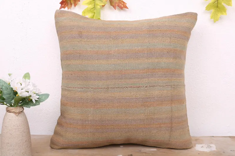 Pillow Cover, 16x16 Green Pillow Sham, Interior Designer Pillow, Southwestern Cushion, Kilim Pillow, Kilim Cushion Sham, Aesthetic Pillow - 2