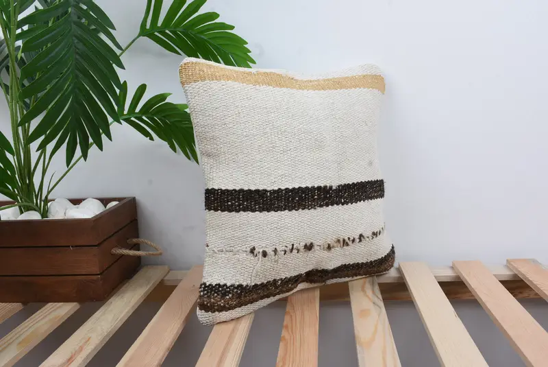 Handmade Kilim Cushion, Floor Cushion Case, Nautical Throw Pillow Case, Home Decor Pillow, 14x14 White Pillow Case, Cushion Case, Pillow for Couch - 4