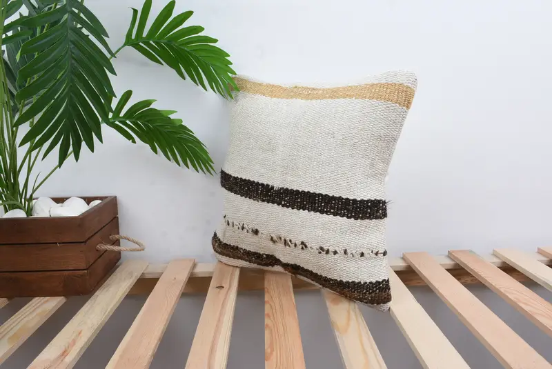 Handmade Kilim Cushion, Floor Cushion Case, Nautical Throw Pillow Case, Home Decor Pillow, 14x14 White Pillow Case, Cushion Case, Pillow for Couch - 5