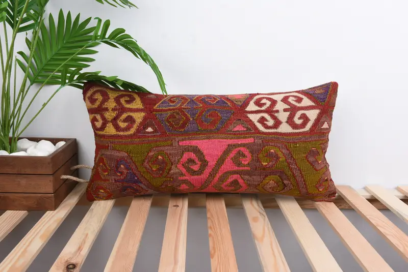 Interior Designer Pillow, Pillow Sham, 12x24 Red Cushion Case, Home Decor Pillow, Turkish Pillow, Comfy Throw Cushion, Indoor Pillow - 1